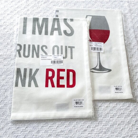 🛍 2 for $25! 🛍 Single Cheeky Wine Text Tea Towel Dish Towel - Picture 2 of 4